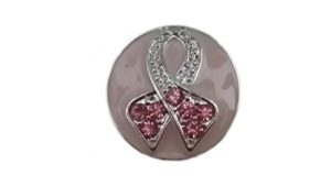 Snap Charming Silver Pink Ribbon