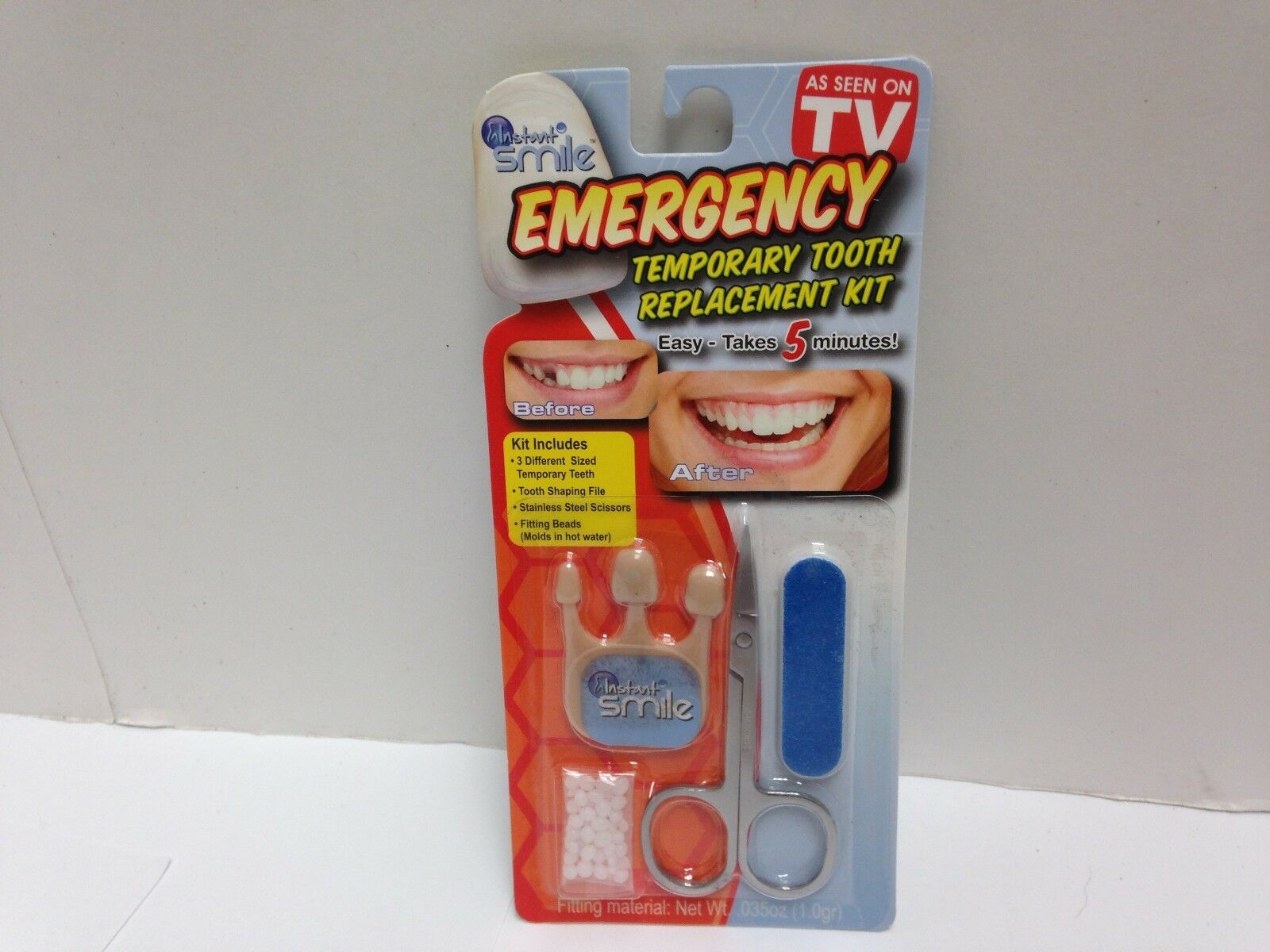 Instant Smile Emergency Temporary Tooth Replacement Kit, with 2 Fitting Bead  Packs